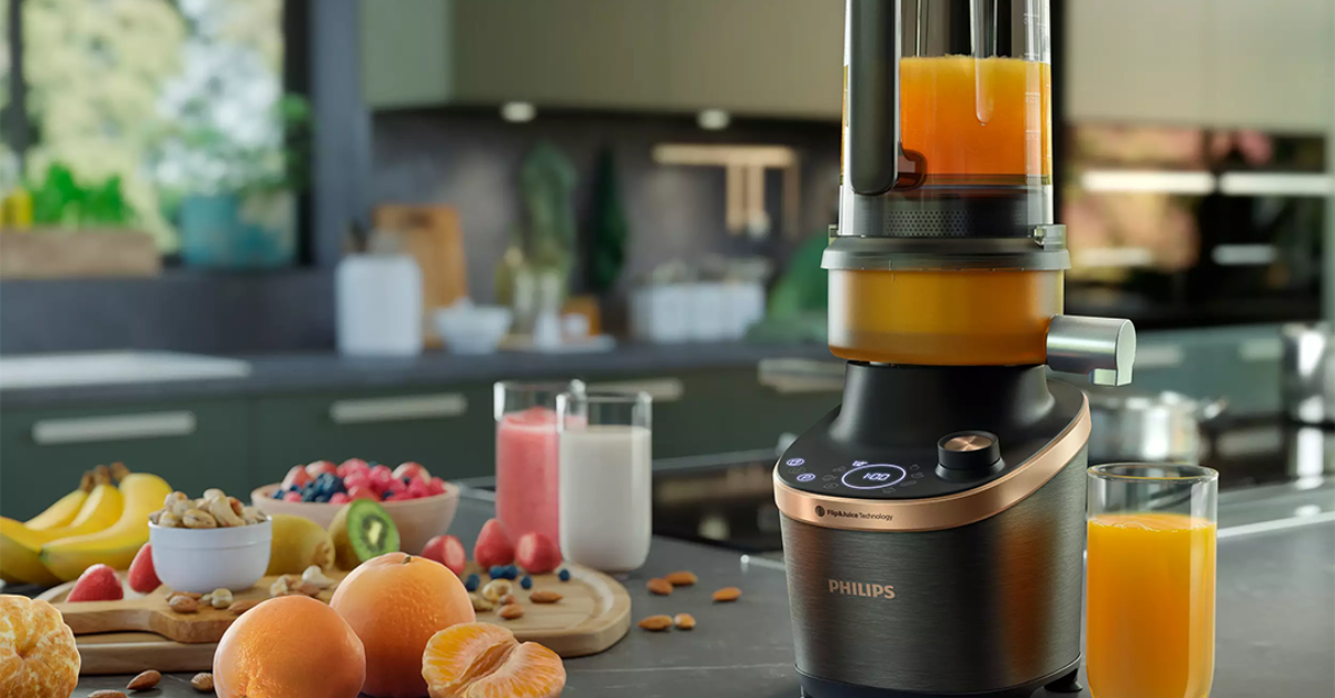 Philips Flip&Juice blender köögikapi peal