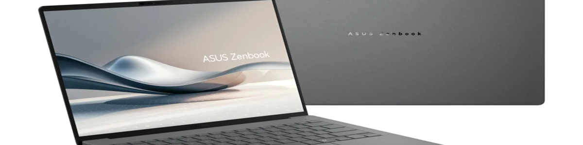 Ноутбук Asus Zenbook A14 OLED на белом фоне