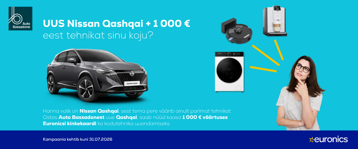 Nissan Qashqai ostuga 1000 € Euronicsi kinkekaart