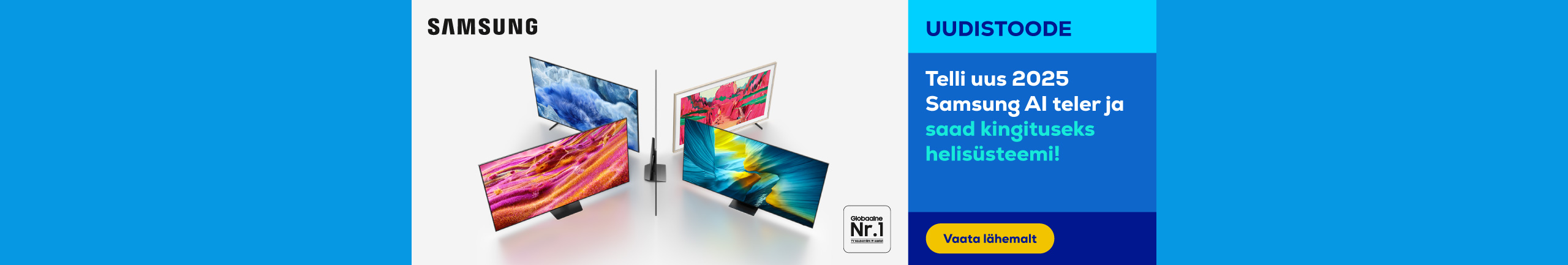 Order new 2025 Samsung AI TV and get a sound device as a gift.