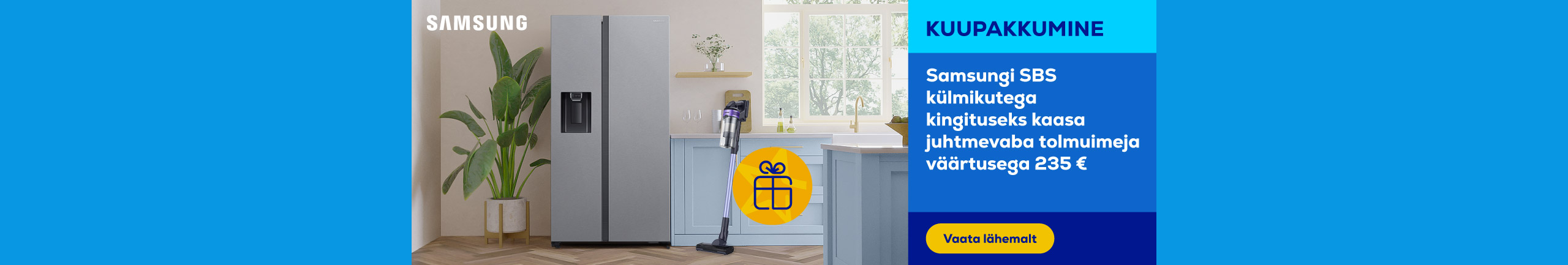Get a wireless vacuum cleaner worth 235 € as a gift with Samsung SBS refrigerators