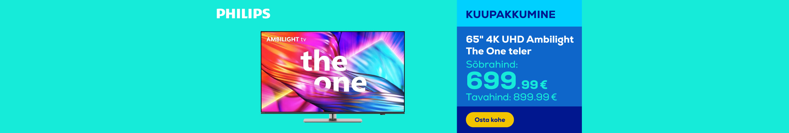 65" 4K UHD Philips Ambilight The One TV