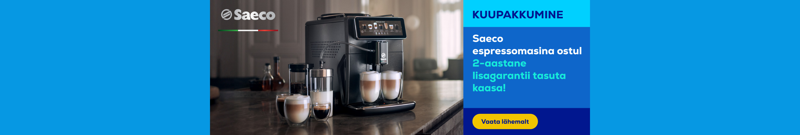 Additional 2-year warranty for free when you purchase a Saeco coffee machine!