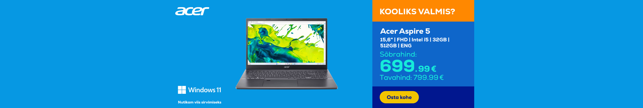 Sülearvuti Acer Aspire 5, 15,6" 