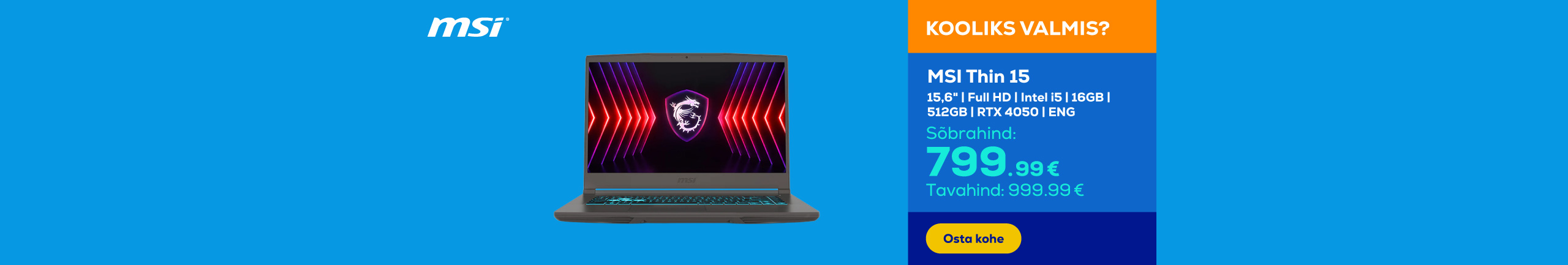 Sülearvuti MSI Thin 15