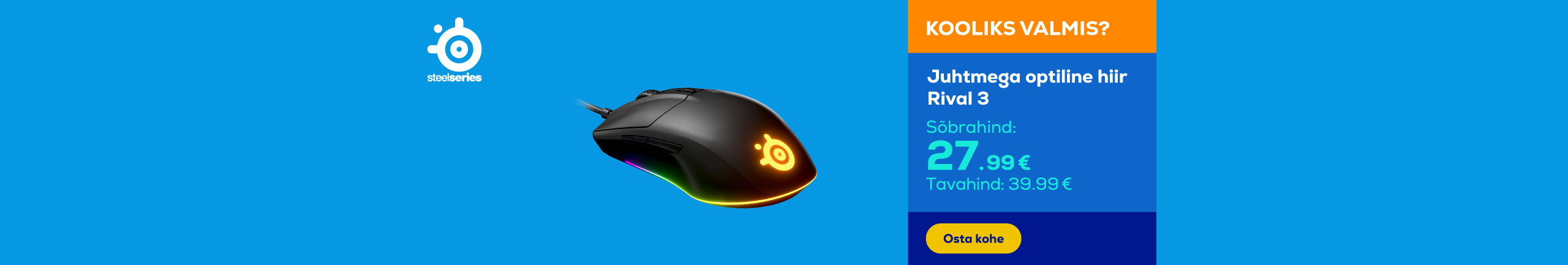 Juhtmega optiline hiir Rival 3