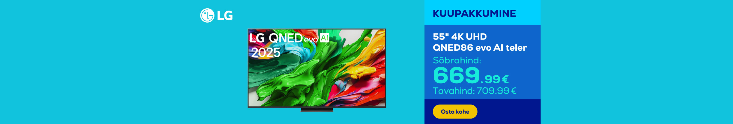 55" LG 4K UHD QNED86 evo AI teler