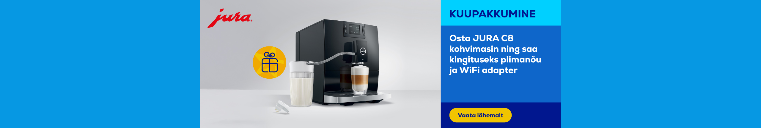 Buy a JURA C8 coffee machine and get a milk container and WiFi adapter as a gift