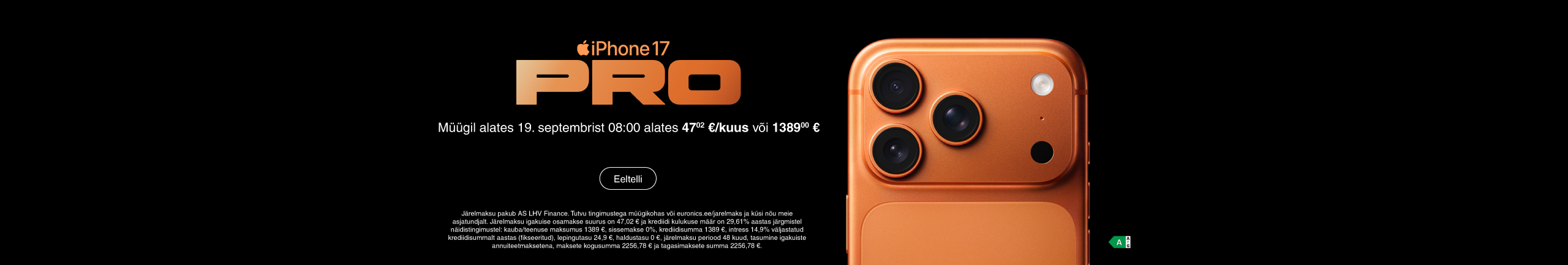 iPhone 17 Pro eeltellimine