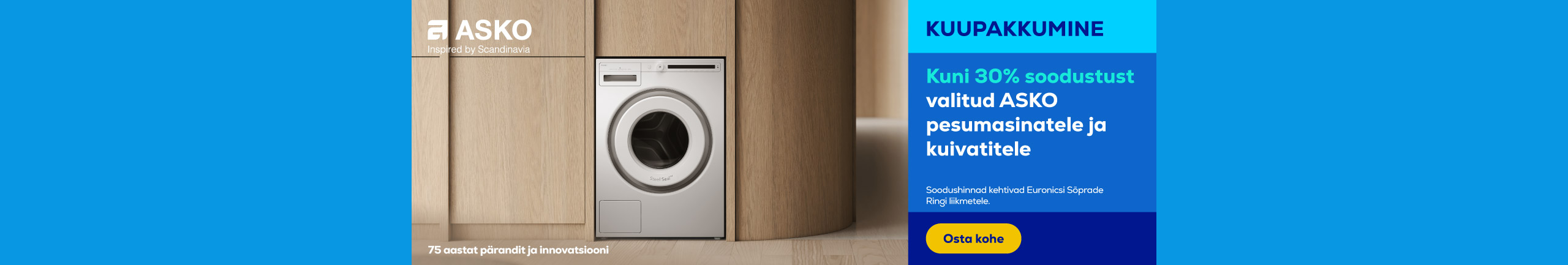 Up to 30% discounts on selected ASKO washing machines and dryers