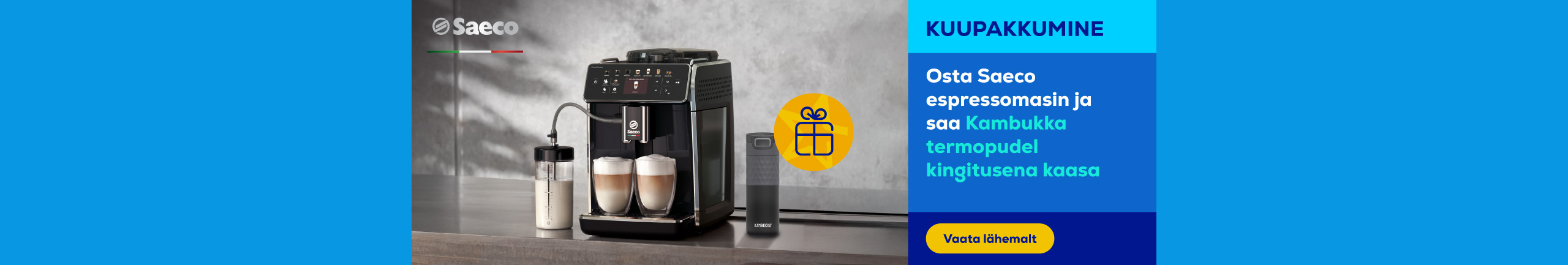Buy a Saeco coffee machine and receive a Kambukka thermal bottle as a gift