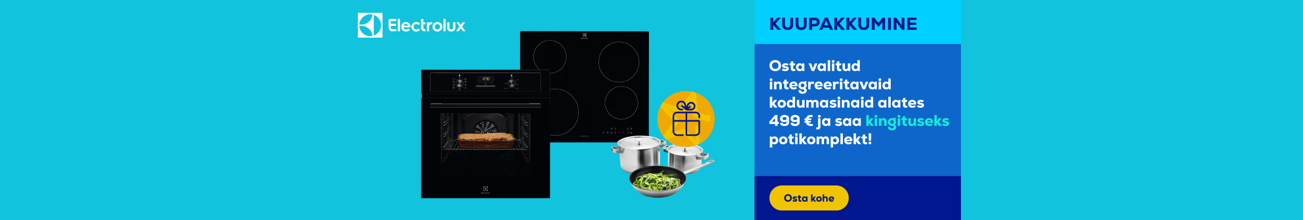 Buy selected built-in appliances from 499 € and receive a cookware set as a gift