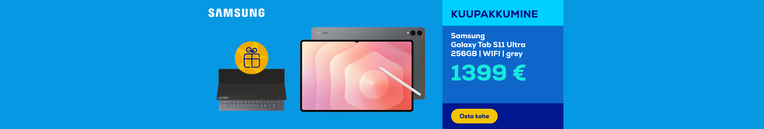 Osta Samsung Galaxy Tab S11 Ultra tahvelarvuti ja saa kingituseks Book Cover klaviatuur.