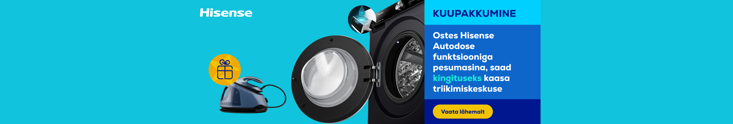 Osta Hinsense pesumasin automaatse doseerimisega ja saa Gorenje triikimissüsteem kingitusena kaasa!