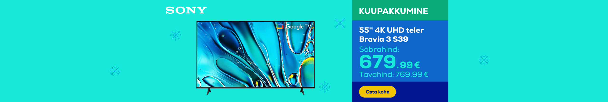 55'' 4K UHD Bravia 3 S39 TV