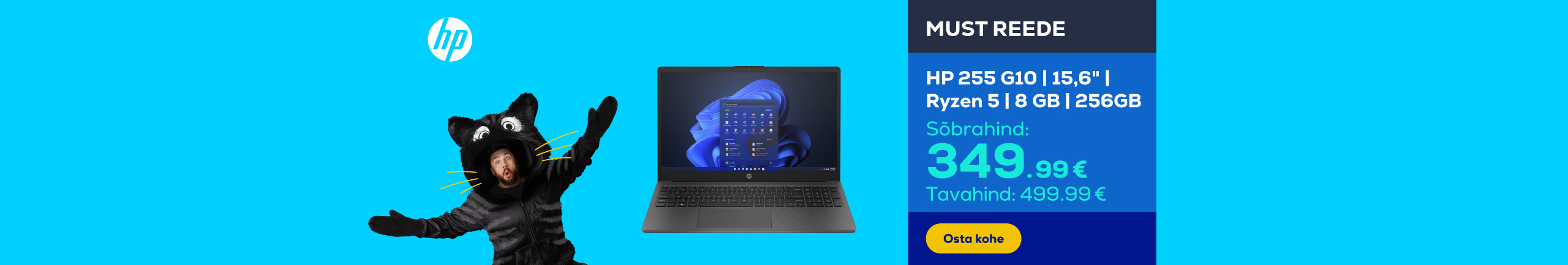Sülearvuti HP 255 G10 | 15,6" | Ryzen 5 | 8 GB | 256GB