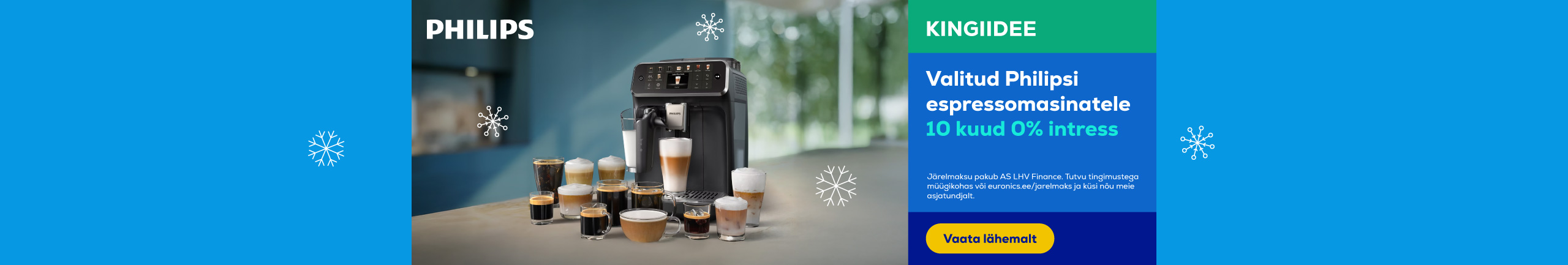 Valitud Philipsi espressomasinatele 10 kuud 0% intress