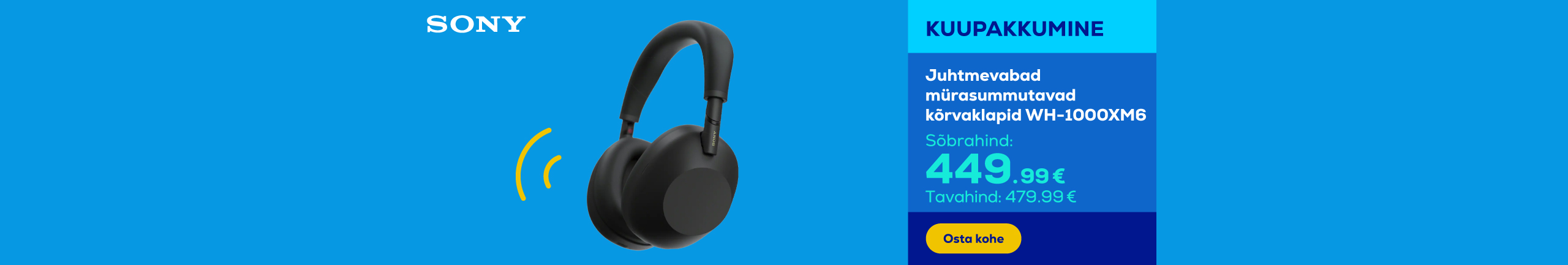 Wireless headphones with noise-cancelling WH-1000XM6