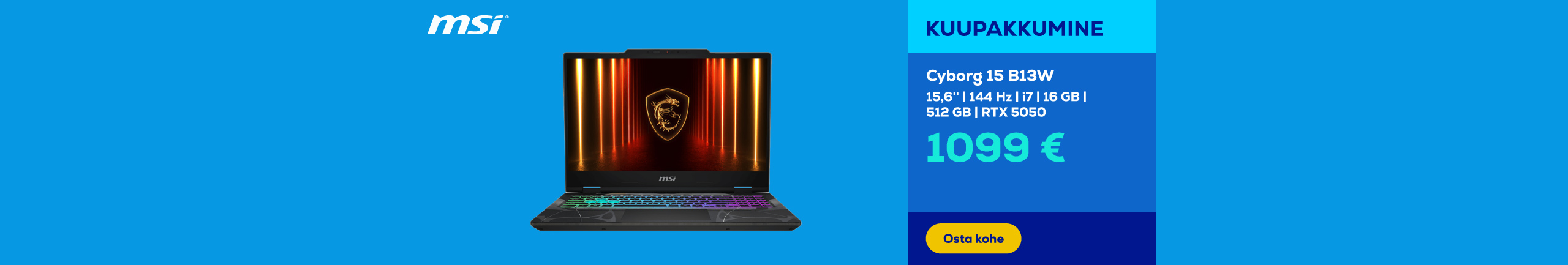  Laptop Cyborg 15 B13W | 15,6'' | 144 Hz | i7| 16 GB | 512 GB |RTX 5050	