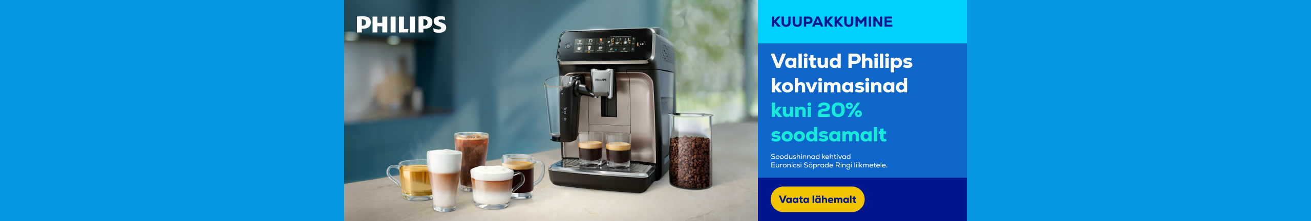 Discounts up to 20% on selected Philips coffee machines