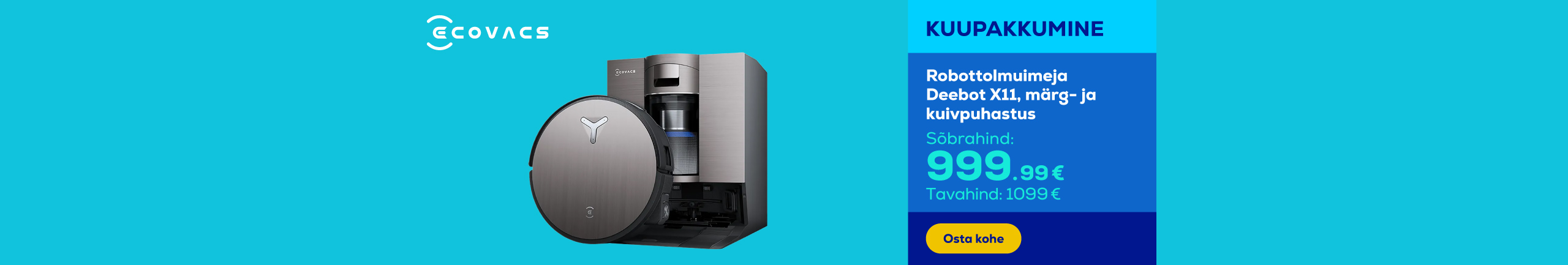 Robottolmuimeja Deebot X11, märg- ja kuivpuhastus