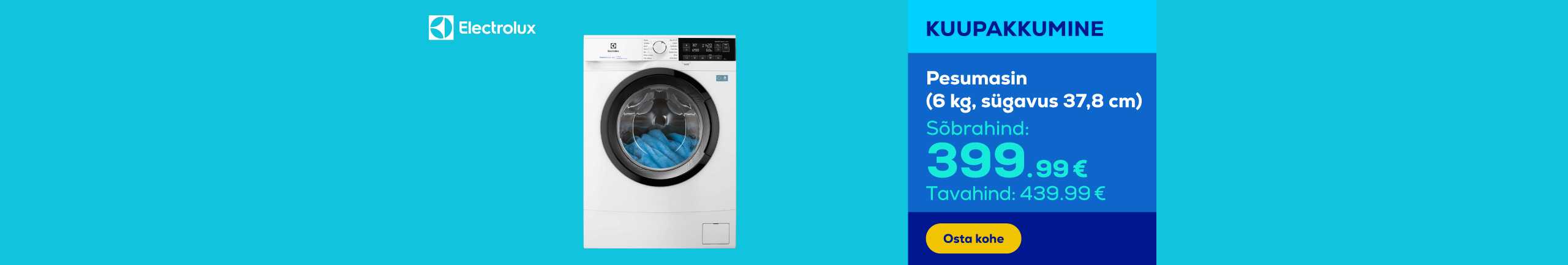 Pesumasin Electrolux (6 kg, sügavus 37,8 cm)	