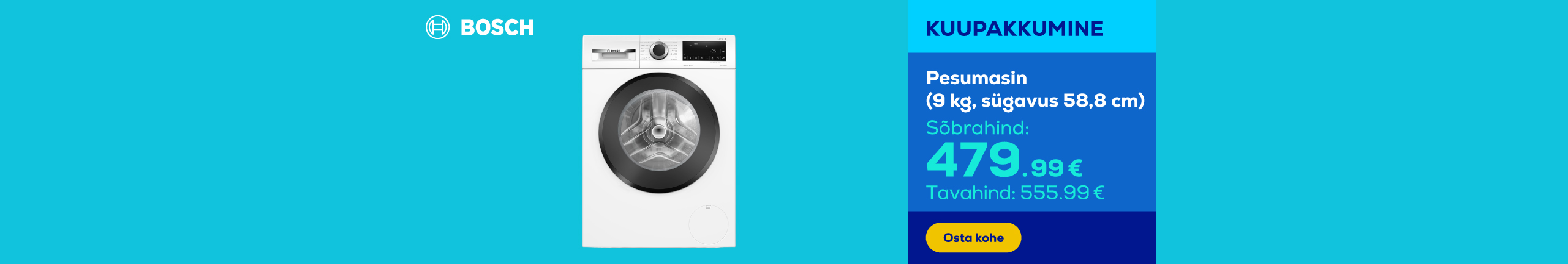 Bosch washing machine (9 kg, depth 58,8 cm)