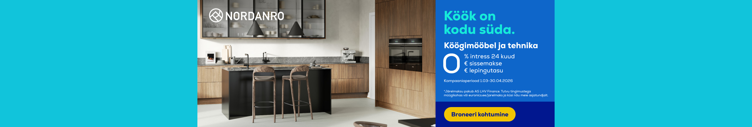 Nordanro köögimööbel ja tehnika 0% järelmaksuga 24 kuuks