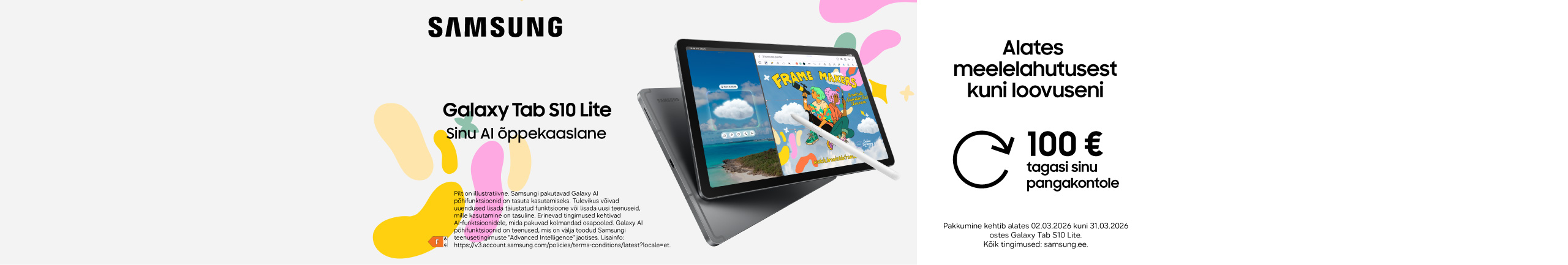 Buy a Samsung tablet and get 100€ back