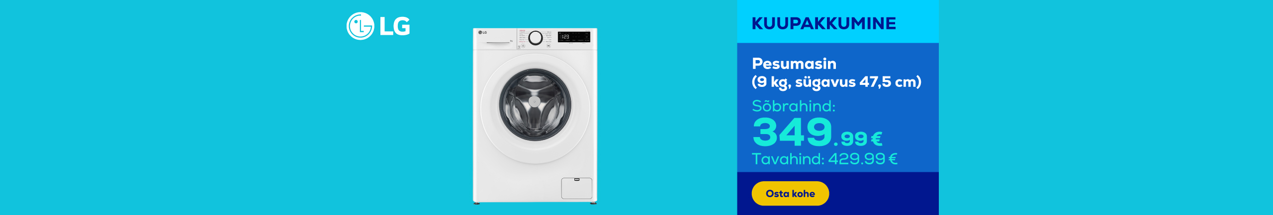 Washing machine (9kg, depth 47,5 cm)