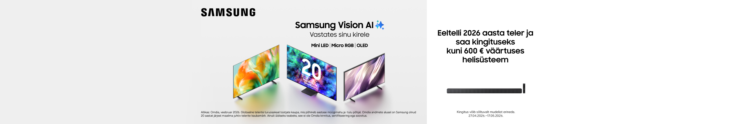 Pre-order a 2026 TV and receive a soundbar system worth up to 600 € as a gift