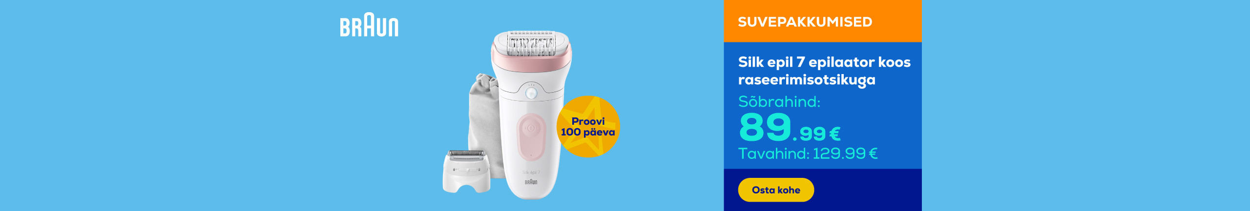 Silk epil 7 epilator with shaving head