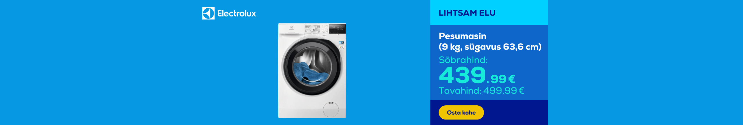 Washing machine (9 kg, depth 63.6 cm)	