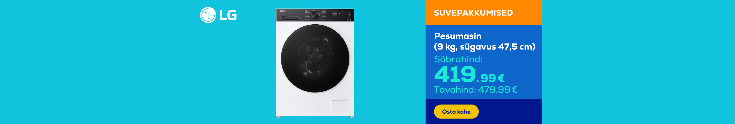 Washing machine (9 kg, depth 47,5 cm)	