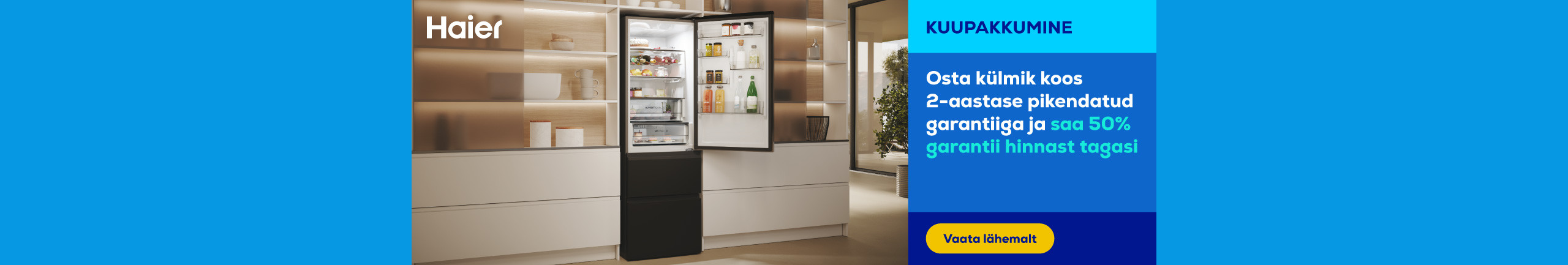 Buy a Haier refrigerator with a 2-year extended warranty and get 50% of the warranty price back