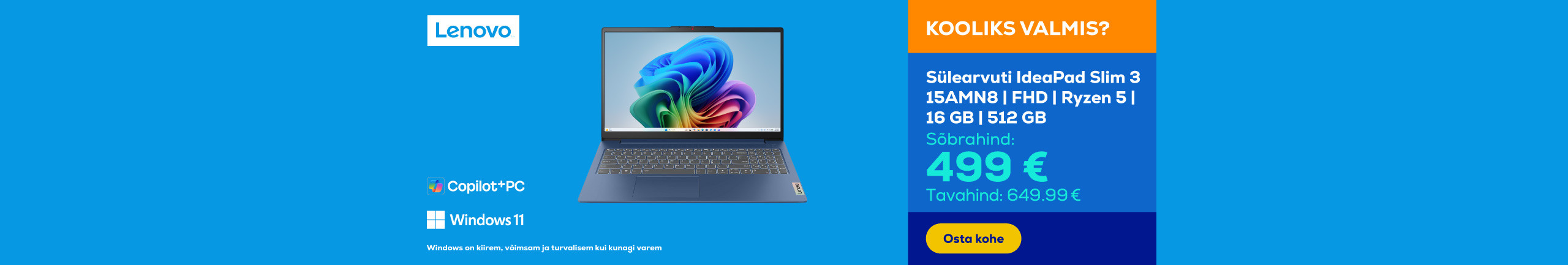 Notebook IdeaPad Slim 3 15AMN8 | FHD | Ryzen 5 | 16GB | 512GB