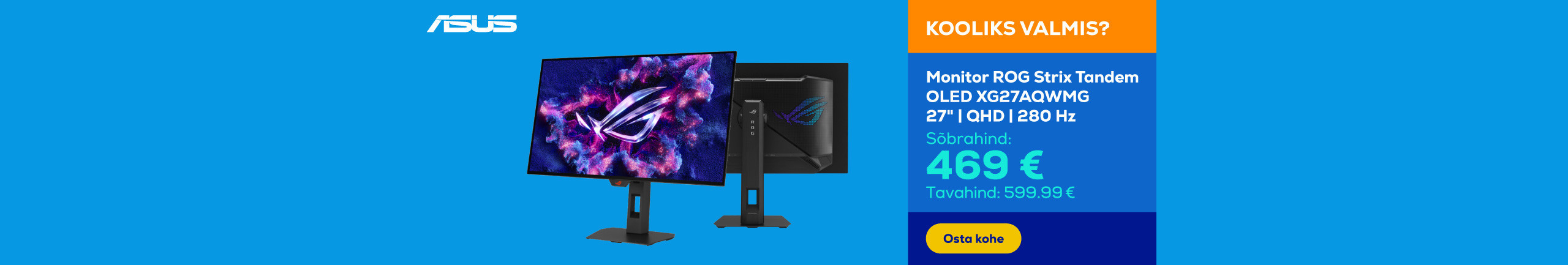 Monitor ROG Strix Tandem OLED XG27AQWMG 27" | QHD | 280 Hz