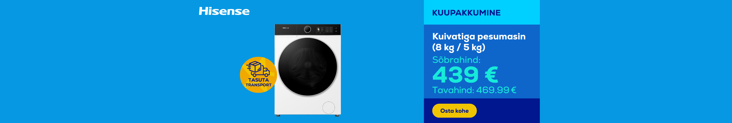 Free delivery on washing machines from 439 €