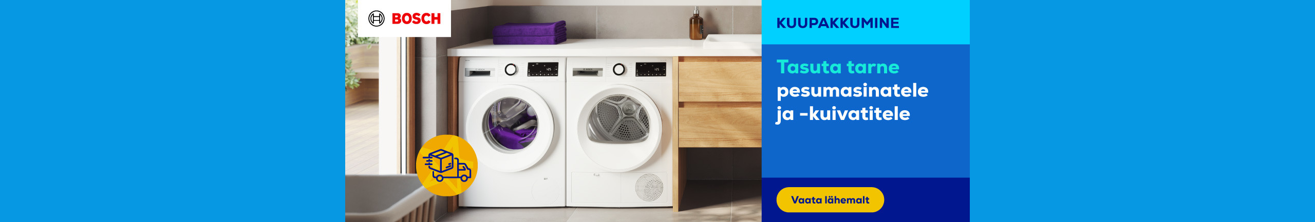 Free delivery and carrying into your home for Bosch washing machines and tumble dryers