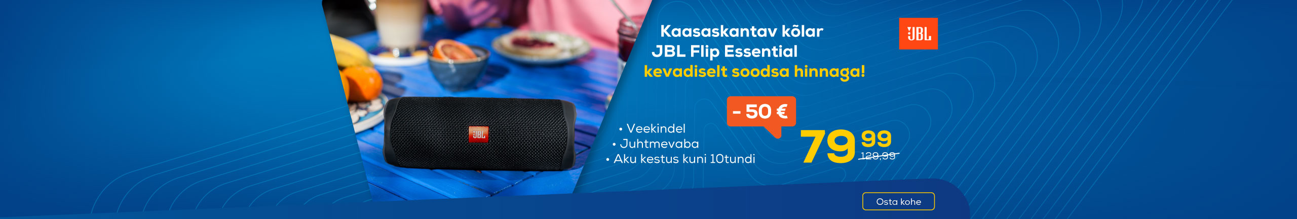 Kaasaskantav kõlar JBL Flip Essential kevadiselt soodsa hinnaga!