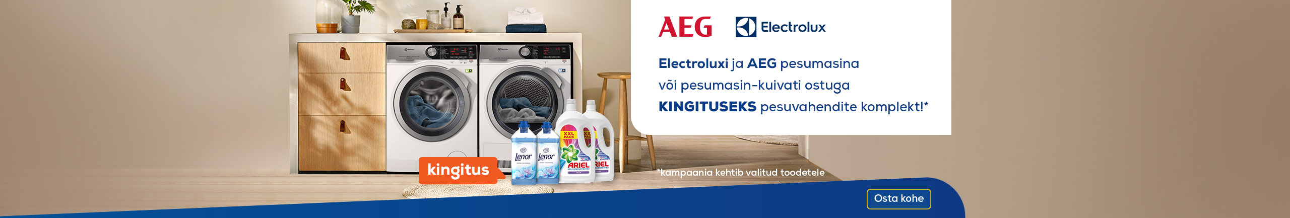 Electroluxi ja AEG pesumasina või pesumasin-kuivati ostuga kingitus!