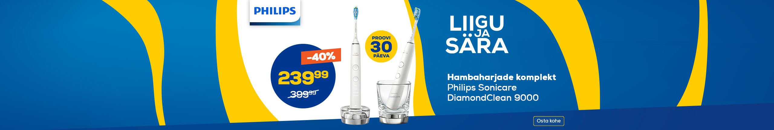 Move and Shine! Philips Sonicare DiamondClean 9000, 2 pcs, white - Electric toothbrush set with app