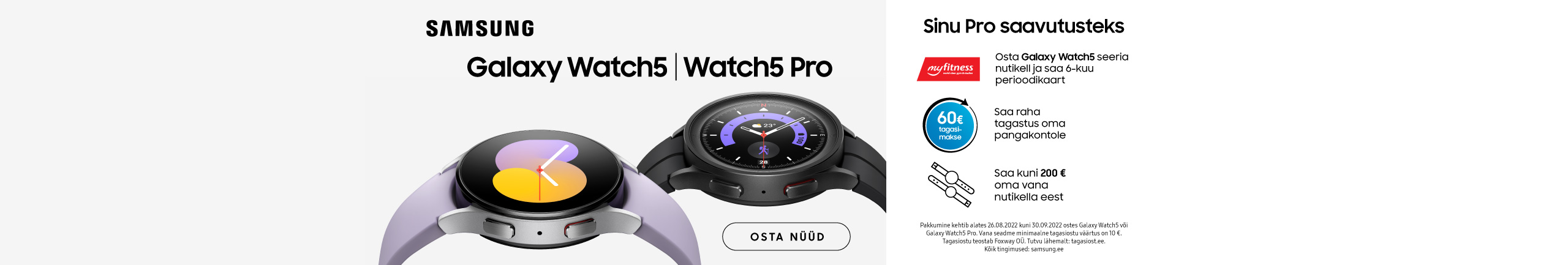 Osta Samsung Galaxy Watch5 Pro ja saa kingitusi!