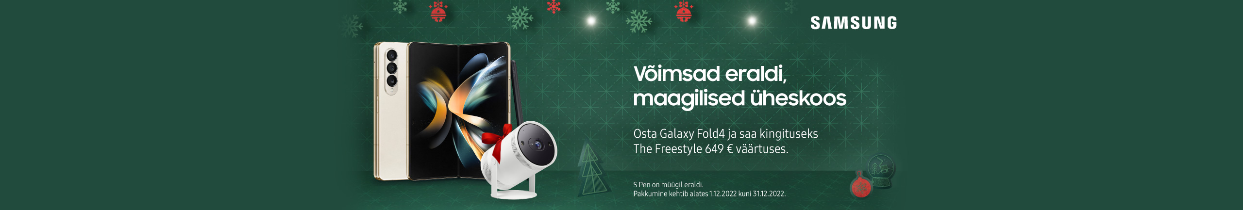 Samsung Galaxy Fold4 nutitelefoniga kingituseks The Freestyle projektor
