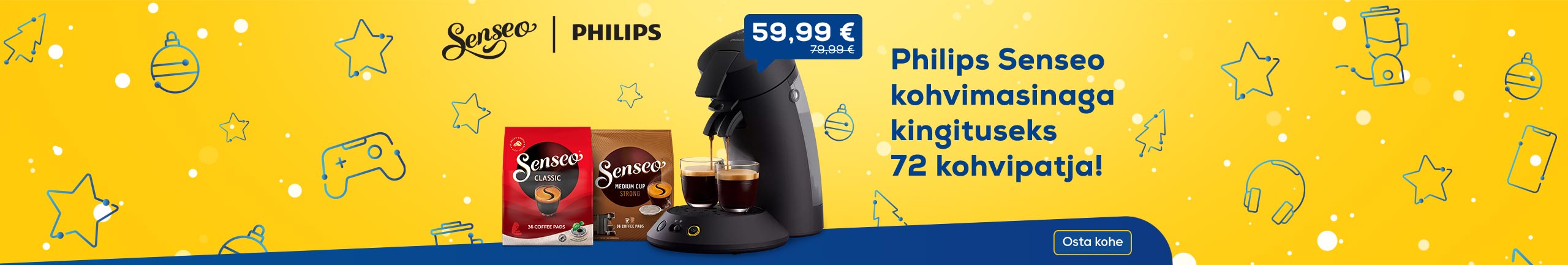 Buy Philips Senseo coffee machine and get 72 coffee pads as a gift!