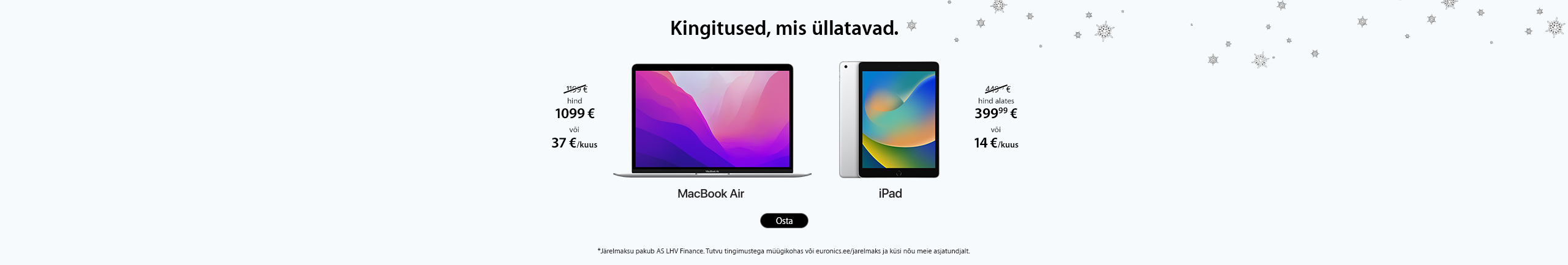 Apple'i jõulupakkumised. MacBook Air ja iPad 2021