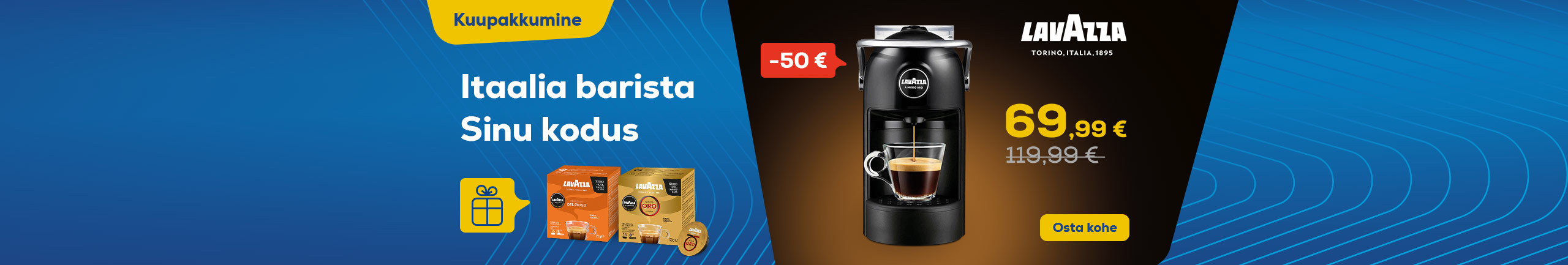 Lavazza kapselmasinaga kingituseks kaks pakki kohvikapsleid!