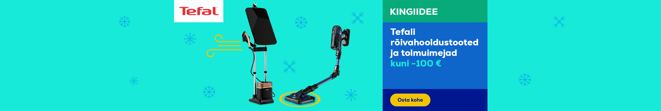 Tefal garment care products and vacuum cleaners up to -100 €