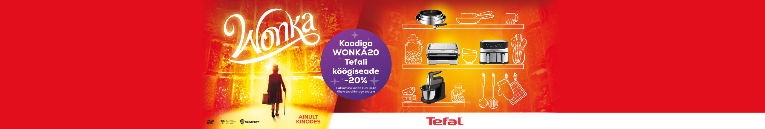 Tefal kitchen appliances -20% with the code WONKA20!