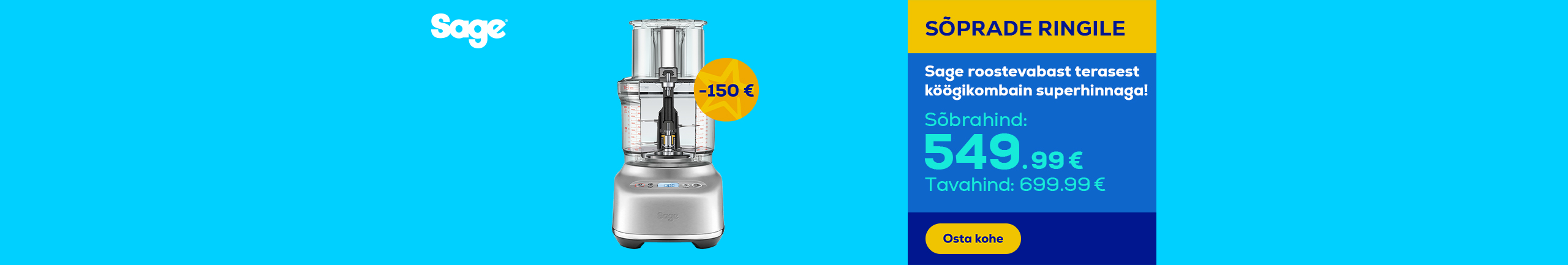 SAGE stainless steel kitchen food processor at a super price!